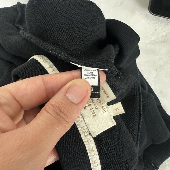 Kate Spade Bakery Cotton Sweatshirt Sz S Black Pink Polka Dot Crew Neck Pullover - Picture 8 of 11